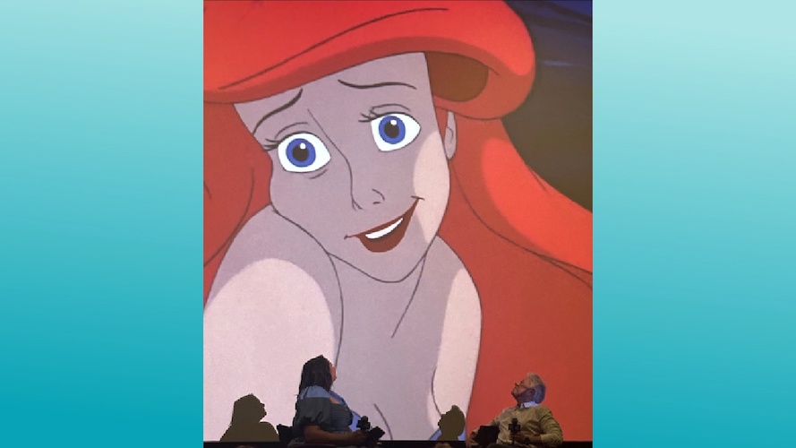 Alan Menken listens to his iconic song 'Part of Your World' as a clip from 'The Little Mermaid' plays