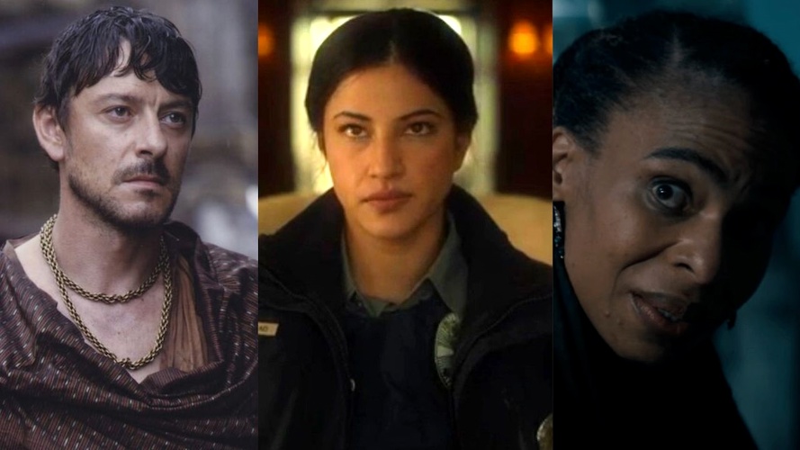 (L-R) Enzo Cilenti (Game of Thrones), Richa Moorjani (Fargo) and  Karen Aldridge (Severance) are among the additions to Alien: Earth
