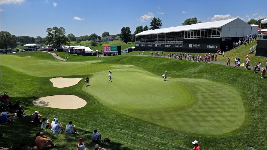 The 18th hole at the Travelers Championship