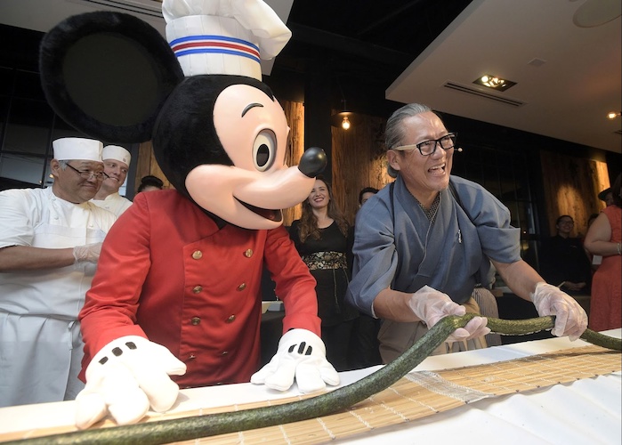 Mickey with Chef Morimoto on opening day in 2015
