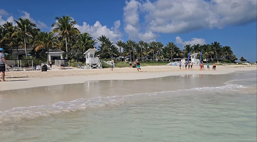 Catching part of the combine while relaxing in the ocean