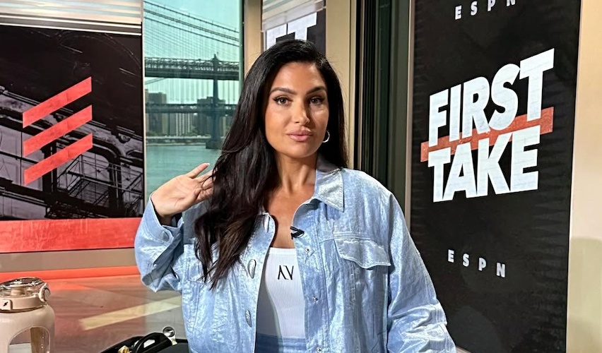 Molly Qerim on the set of 'First Take' (photo via Molly Qerim on Instagram)