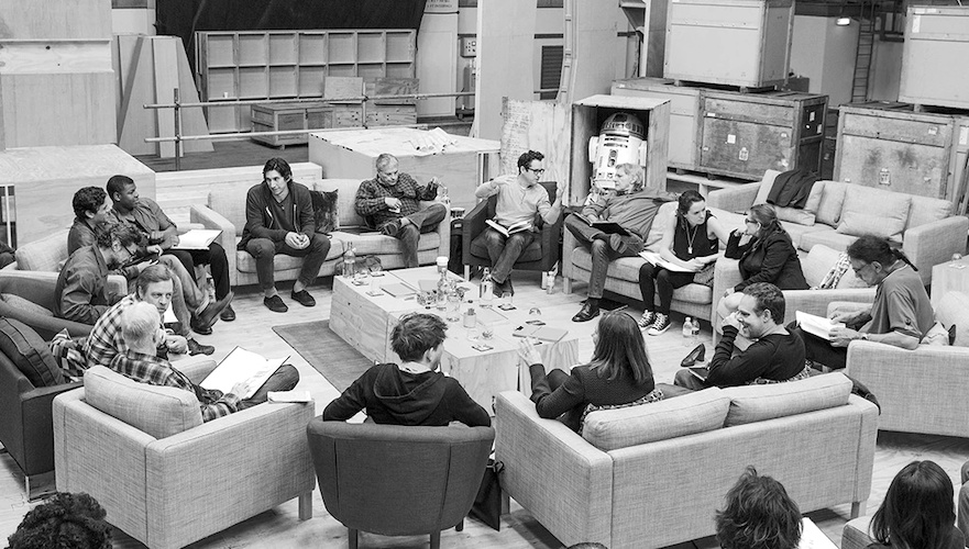 The 'Star Wars: The Force Awakens' table read photo, released on April 29th, 2014.